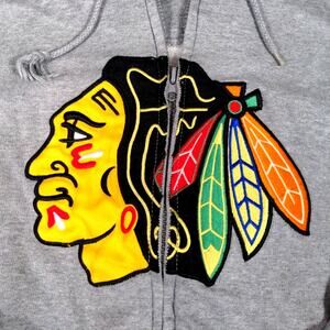 Chicago Blackhawks NHL Hoodie Sweatshirt Jacket Gray Adult Unisex Small Hockey‎